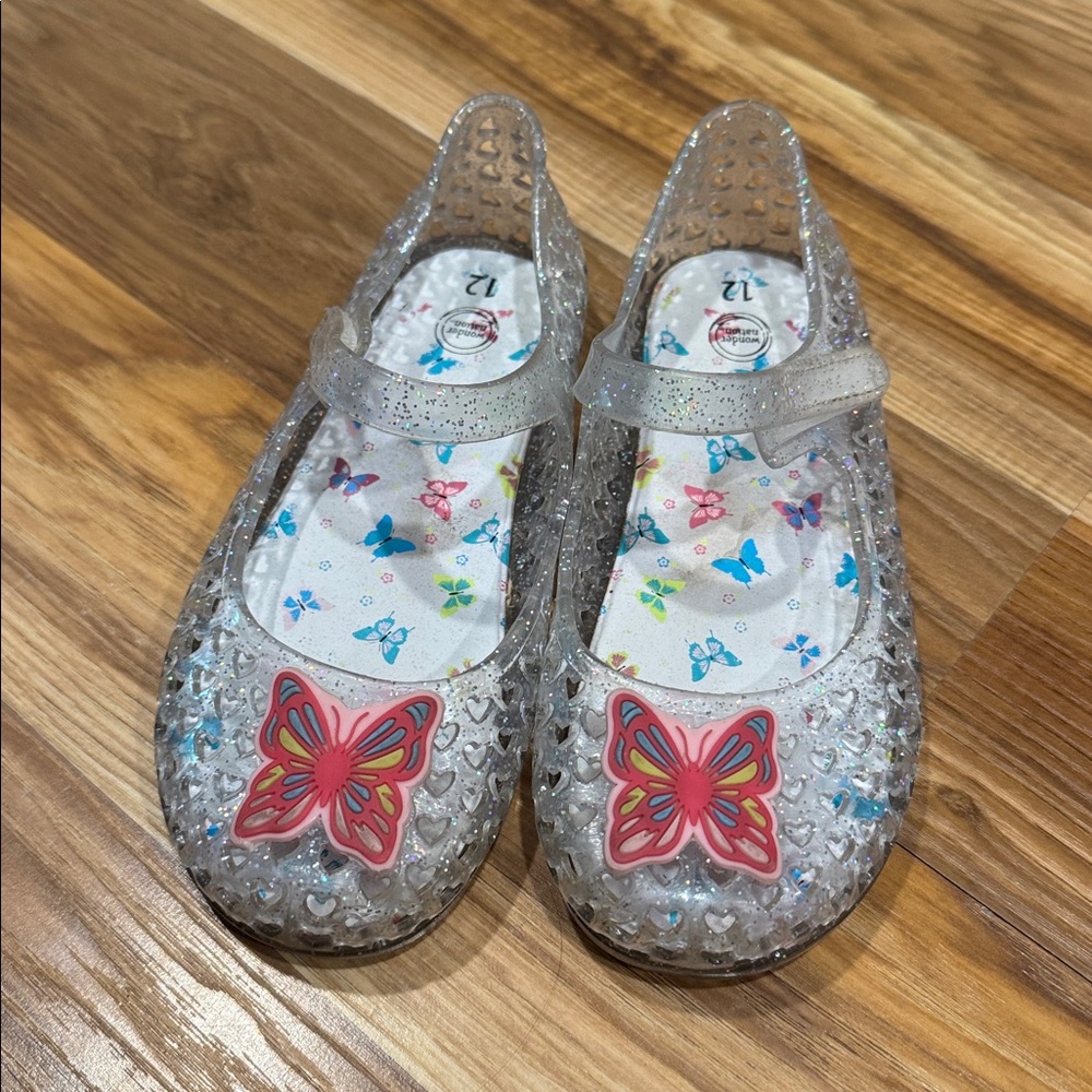 Wonder Nation Clear Kids Sandals with Pink Butterfly